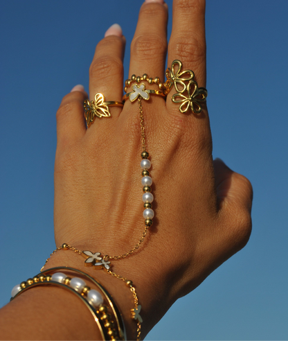 Shell butterfly ring bracelet
