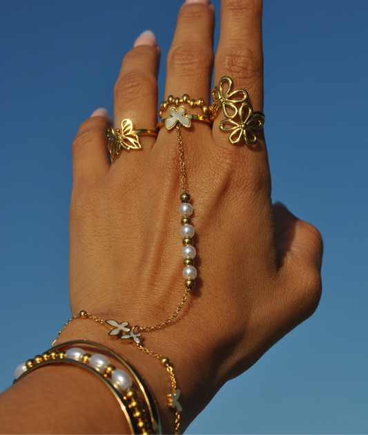 Shell butterfly ring bracelet