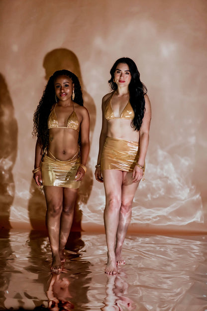 Gold Bikini w Skirt
