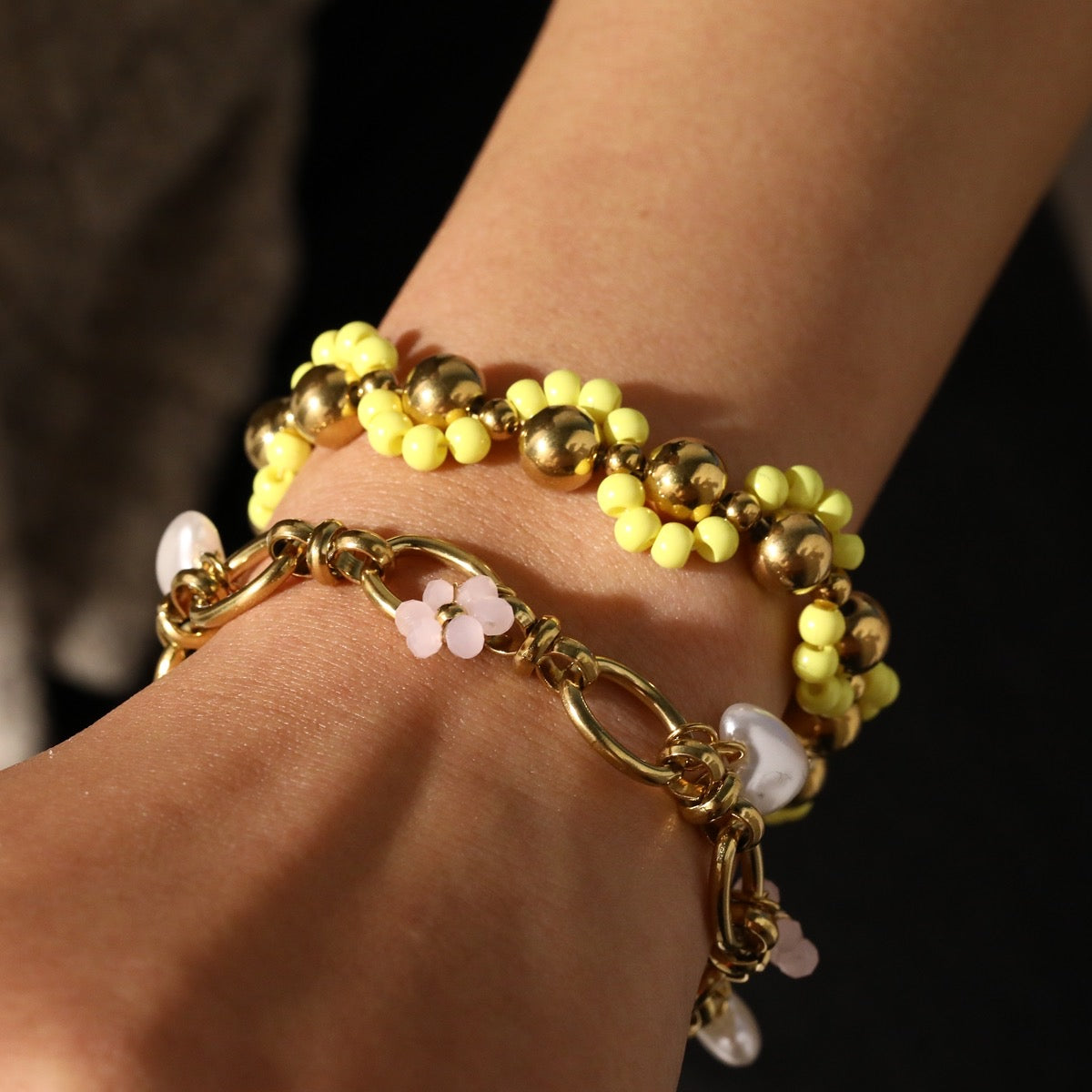 Yellow flower bracelet