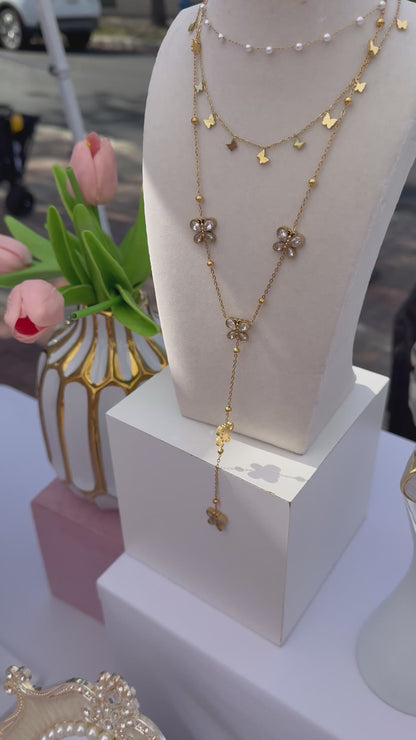 Butterfly drop necklace
